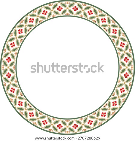 Vector colorful Chinese circle, ring, frame.  Round ornaments of oriental peoples, korea, taiwan, china, hong kong, indonesia
