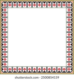 Vector colorful Chinese rectangle, frame. Square ornaments of oriental peoples, korea, taiwan, china, hong kong, indonesia
