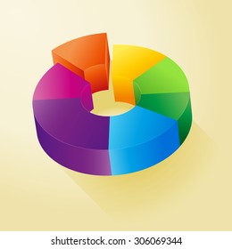 Vector colorful circle 3D diagram, graph, background for web design or presentation and infographic.