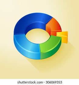 Vector colorful circle 3D diagram, graph, background for web design or presentation and infographic.
