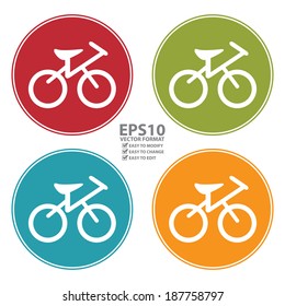 Vector : Colorful Circle Bicycle Icon, Sign or Symbol Isolated on White Background