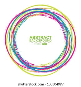 Vector colorful circle brush paint List design element. Isolated on white background.
