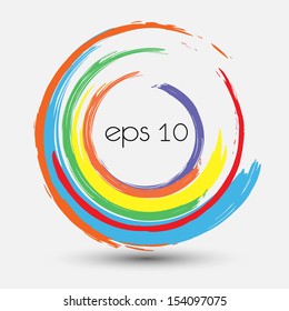 Vector colorful circle brush paint List design element. Isolated on white background.