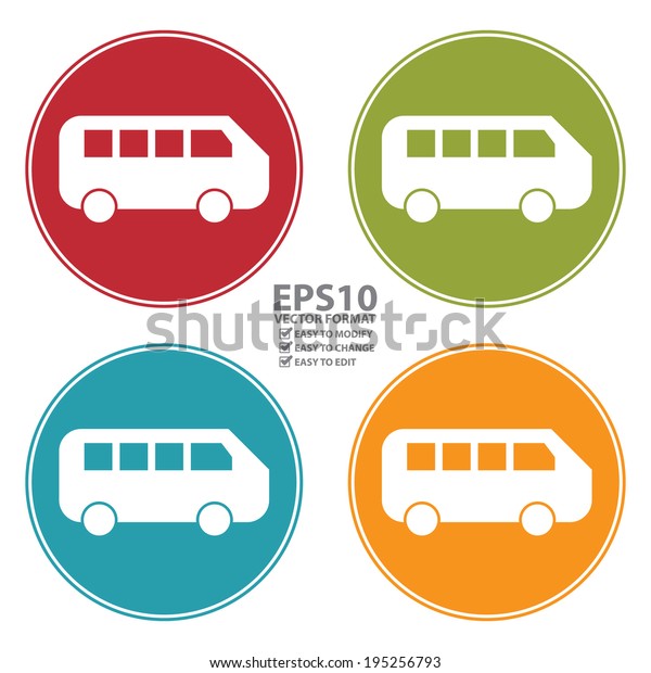 Vector Colorful Circle Bus Van Icon Stock Vector (Royalty Free ...