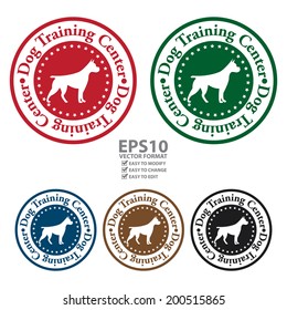 Vector : Colorful Circle Dog Training Center Icon, Sticker or Label Isolated on White Background