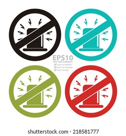 Vector : Colorful Circle Fire Alarm Emergency Use Only Sign, Icon or Label Isolate on White Background 