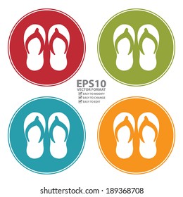 Vector : Colorful Circle Flipflop, Sandal or Slipper Icon, Sign or Symbol Isolated on White Background 