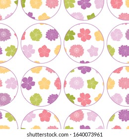 vector colorful circle geometry seamless pattern with floral background