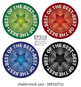 Vector : Colorful Circle Glossy Style Best of The Best Icon, Sticker or Label Isolated on White Background