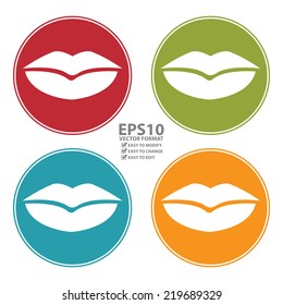 Vector : Colorful Circle Lip Icon, Sign or Symbol Isolated on White Background 
