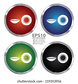 Vector : Colorful Circle Metallic Contact Lens Icon or Button Isolated on White Background 