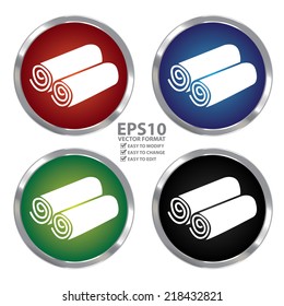 Vector : Colorful Circle Metallic Rolled Up Towel Icon Or Button Isolated On White Background