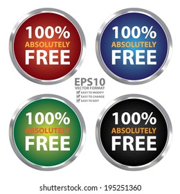 Vector : Colorful Circle Metallic Style 100 Percent Absolutely Free Sticker, Label or Icon Isolated on White Background