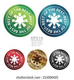 Vector : Colorful Circle Metallic Style Best of The Best Icon, Sticker or Label Isolated on White Background