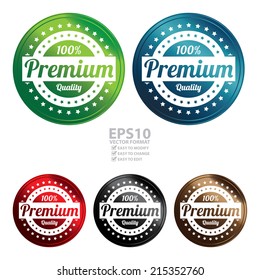 Vector : Colorful Circle Metallic Style 100 Percent Premium Quality Icon, Badge, Sticker or Label Isolated on White Background 