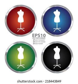 Vector : Colorful Circle Metallic Tailor Dummy Icon or Button Isolated on White Background