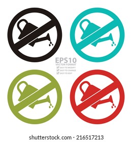 Vector : Colorful Circle No Watering Prohibited Sign, Icon or Label Isolate on White Background 