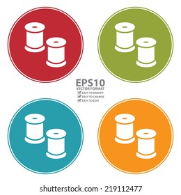 Vector : Colorful Circle Reel With Thread Icon, Sign or Symbol Isolated on White Background 