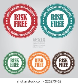 Vector : Colorful Circle Risk Free 100% Satisfaction Guarantee Icon, Label or Sticker 