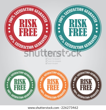 Vector : Colorful Circle Risk Free 100% Satisfaction Guarantee Icon, Label or Sticker 