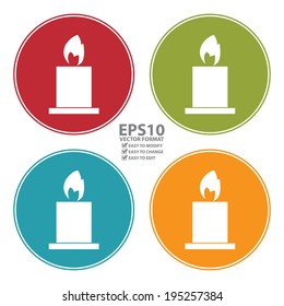 Vector : Colorful Circle Spa, Aromatherapy, Candle Icon, Sign or Symbol Isolated on White Background 