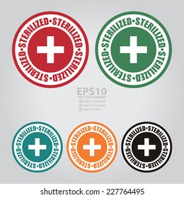 Vector : Colorful Circle Sterilized Icon, Label or Sticker 