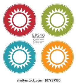 Vector : Colorful Circle Sun or Light Icon, Sign or Symbol Isolated on White Background 