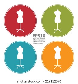 Vector : Colorful Circle Tailor Dummy Icon, Sign or Symbol Isolated on White Background 