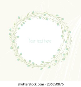 Vector colorful circular floral wreaths with summer flowers and central white copy space for your text. 