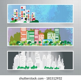 Vektorgrafik der bunten Skyline der Stadt