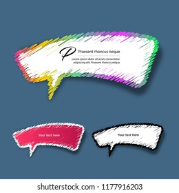 Vector, Colorful cloud speech bubbles, pink bubbles, black and white bubbles, blue bubbles,  price tags, stickers.