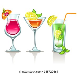 Vector colorful cocktails