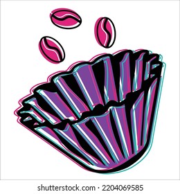 Vector of a colorful coffee filter with beans