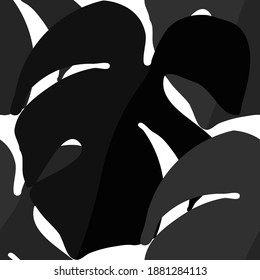 Vector colorful collage contemporary natural seamless pattern. Modern abstract shapes, hand drawn textures, tropical leaves. Vector pattern with exotic abstract leaves for any purposes