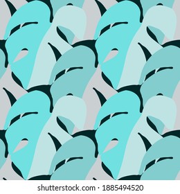 Vector colorful collage contemporary natural seamless pattern. Modern abstract shapes, hand drawn textures, tropical leaves. Vector pattern with exotic abstract leaves for any purposes