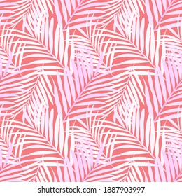 Vector colorful collage contemporary natural seamless pattern. Modern abstract shapes, hand drawn pattern of tropical leaves. Vector pattern with exotic abstract leaves for any purposes