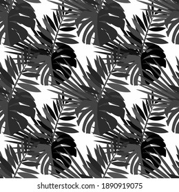 Vector colorful collage contemporary natural seamless pattern. Modern abstract shapes, hand drawn textures, tropical leaves. Vector pattern with exotic abstract leaves for any purposes