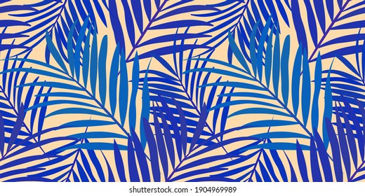 Vector colorful collage contemporary natural seamless pattern. Modern abstract shapes, hand drawn textures, tropical leaves. Vector pattern with exotic abstract leaves for any purposes