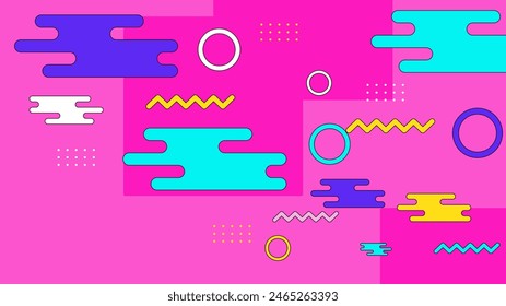 Vector colorido colorido fondo de diseño de memphis con Formas geométricas