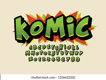 Vector of colorful comical font and alphabet