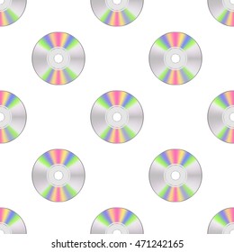 Vector Colorful Compact Disc Seamless Pattern on White Background