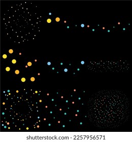 vector colorful confetti frame isolated on black background