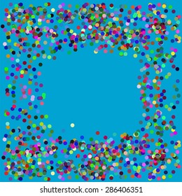 Vector Colorful Confetti Frame Isolated on Azure Background
