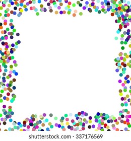 Vector Colorful Confetti Frame  on White Background. Paper Frame