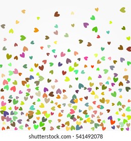 Vector colorful Confetti Hearts. Holidays background with little glitter hearts. Pattern for Valentine;s Day Eve Party.