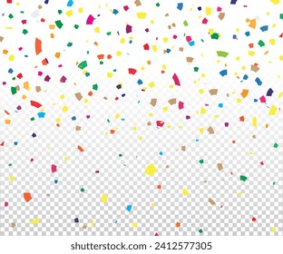 Vector colorful confetti on the transparent background, birthday, party, holiday, Celebration, background, congratulation, anniversary, gift, confetti,