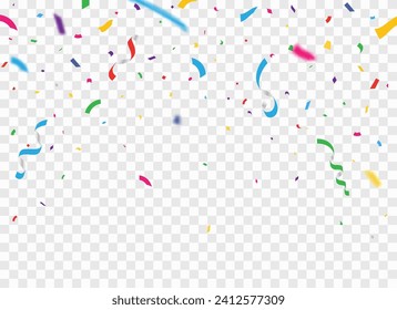 Vector colorful confetti on the transparent background, birthday, Celebration, background, congratulation, anniversary, confetti, decoration, luxury, symbol,