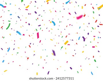 Vector colorful confetti on the transparent background, birthday, party, holiday, Celebration, background, congratulation, gift, confetti, decoration, luxury, symbol, vector illustration