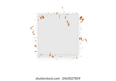 Vector colorful confetti ribbons and sparkles with white round paper banner for invitation text and presentation.