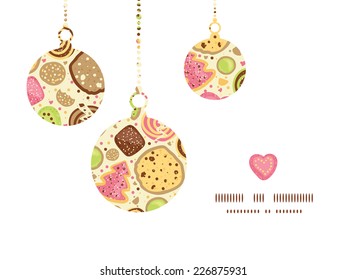 Vector colorful cookies Christmas ornaments silhouettes pattern frame card template